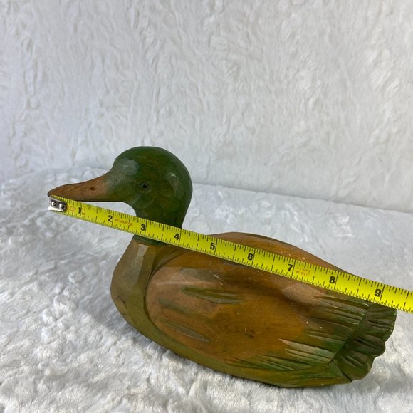 Vintage Solid Carved Wood Hand painted Mallard Duck - Picture 7 of 8